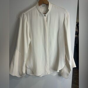 Adam Lippes 100% Silk Cream Blouse Quiet Luxury Old Money Size 8